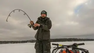 On Fire Laker Bite!!! -Ice Fishing Lake Winnipesaukee