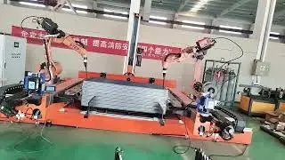 Robotic welding for header pipe and radiator panels assembly