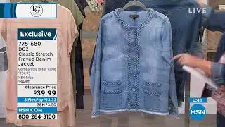DG2 by Diane Gilman Classic Stretch Frayed Denim Jacket