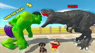 T-REX vs EVERY UNIT |SHINCHAN CHOP Fights DINOSAUR😱|Animal Revolt Battle Simulator|😂Funny game Hindi