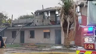 Fire crews arrive to building under renovation fully engulfed in flames