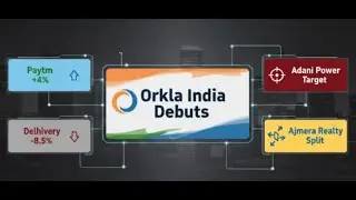 Orkla India ipo -2.2% | Paytm +4% | Delhivery -8.5% | Adani Power Target | Ajmera Realty Split | LIC