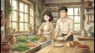 Peaceful Ghibli Village 🌿🍲🌧️ Rain, Home & Family Sounds | ASMR