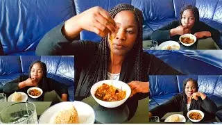 Mukbang|| Nigeria Africa food Mukbang || Ogbono soup with oat swallow.