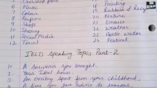 Current IELTS speaking topics for JULY-SEPETEMBER Exam|very important| Mustwatch & Share