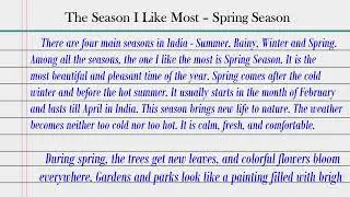 Essay on The Season I Like Most / Essay on Spring Season in English / My favourite season