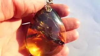 Large BALTIC AMBER Pendant, Amber Pendant, Inclusion Amber, 100% Natural Amber Pendant, Real Amber,
