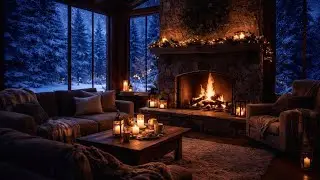 Fireplace Crackling & Soft Piano 🎹 Winter Night Ambience for Sleep.