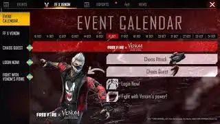 Free fire VENOM event calendar win every day login