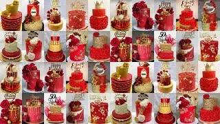 ❤️Red & Gold Cake Decorating Ideas/Red Colour Cake Design/Red Cake/Anniversary Cake/Birthday Cake