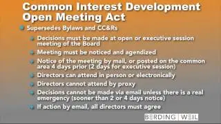 The Common Interest Development Open Meeting Act