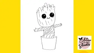 How to Draw Baby Groot | Easy Cute Drawing Tutorial for Beginners