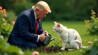 Donald Trump & Cat Watering Plants Together&mdash; 🐱🌱💧