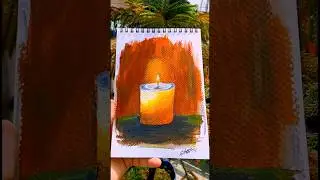 Painting of Burning Candle using colour theory #art #painting #subscribe #shorts #viralshorts