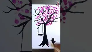 Creative Tree Painting with earbuds #creativepainting #creative #painting #artwork #shorts