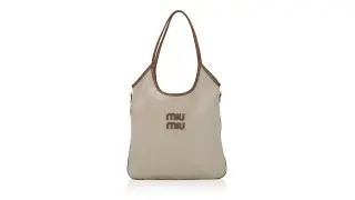 Miu Miu Canvas Ivy Tote Beige Brandy