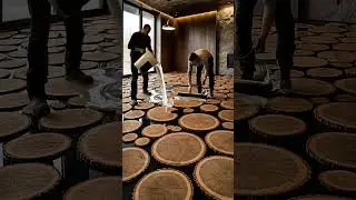 From Old Tiles to a Wood Slice Epoxy Floor | Full Resin Floor Transformation #shorts #short
