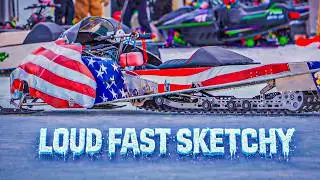 High Horsepower Snowmobiles on Ice