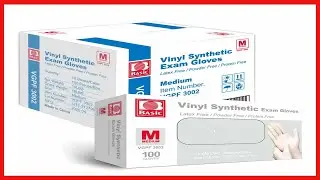 Basic Medical Clear Vinyl Exam Gloves - Latex-Free & Powder-Free - VGPF3002 (Case of 1,000), Medium