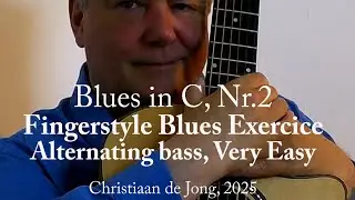 Christiaan de Jong: Fingerpicking Blues Exercice in C, No. 2 (alternating bass, very easy)