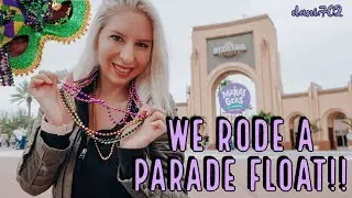 Riding a Mardi Gras Float at Universal Studios Orlando | Throwing Beads in the Parade!