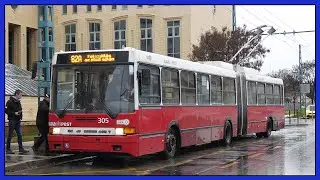 Поездка на троллейбусе Икарус 435T no. 305 на линии 82A в Будапеште, Венгрия