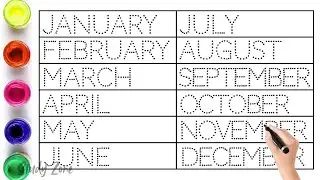 How to write months name | January February March April | Months of the year for kids