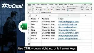 Excel Shortcut: Control + Arrow Keys