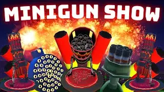 Crazy 400x minigun themed show in (fireworks playground) Roblox.