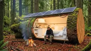 Solo Forest Build 🌲 Creating a Mini House Inside a Tree | ASMR