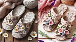 Knit boho fringe wool warm slippers idea/Crochet flowers floral embroidered women slippers idea 