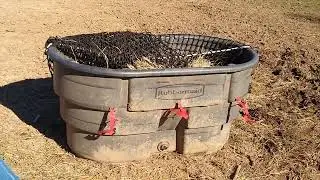 Refilling a stock tank with a Hay Burners Tub topper installed
