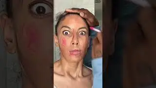 Husband does my makeup blind folded #shorts #funny #makeup #challenge