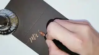 Modern Gold Ink Calligraphy Place Card