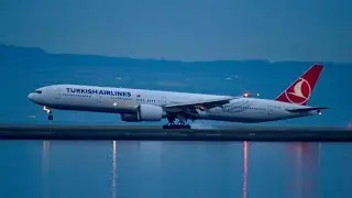 [4K] Turkish Airlines 777-300ER Landing At SFO