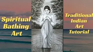 Traditional Indian Spiritual Bathing Art | Pencil Drawing Tutorial.