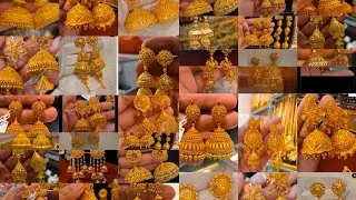 1 Gram Gold Jhumka Earrings Design || With Weight and Price || #lightweight #earring #jewellery#gold