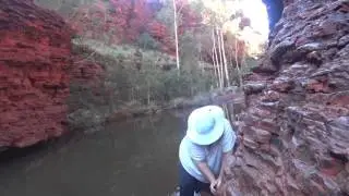 first person POV climbing Weano Gorge to Handrail Pool- Australia