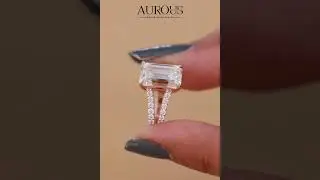 Emerald Cut Split Shank Pave Setting Moissanite Ring