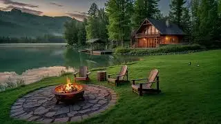 Peaceful Lakeside Retreat: Campfire & Nature Sounds For Study, Focus | Relaxing