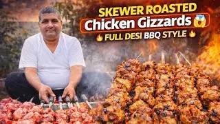 Skewer Roasted Chicken Gizzards 😱Full Desi BBQ Style”This Chicken Gizzards BBQ Will Blow Your Mind 🤯