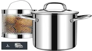 304 Stainless Steel Deep Fry Pan with Strainer Fryer Pan Oil Fry