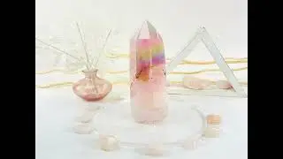 ANGEL AURA ROSE QUARTZ CRYSTAL TOWER WITH NATURAL INCLUSIONS