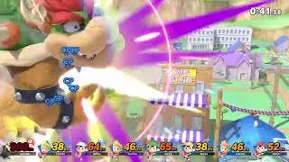 Giant Bowser vs Ness and Lucas - Super Smash Bros Ultimate