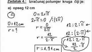 Računamo radijus/polumjer kruga ako je zadan opseg  | Opseg kruga -  ZADATAK 4.