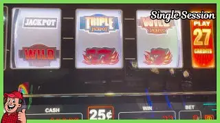 Triple Double Jackpot Wild Blazing 7s Slot Machine at Meskwaki &mdash; Single Session (Real Slot Play)