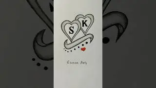 Letter S K drawing with heart ❤️ #viral #art #trending #youtubeshorts