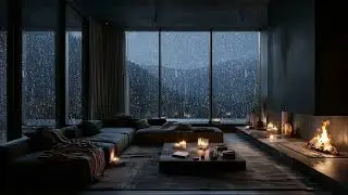 Cabin fireplace rain ambience soothing sleep and relaxation at night