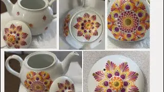 Hand painted mandala teapot🫖 #art #mandala #design @Peaceful_dots 