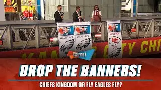 Nick, Brou and Wildes drop their banners in Kansas City ahead of Chiefs-Eagles | FIRST THINGS FIRST